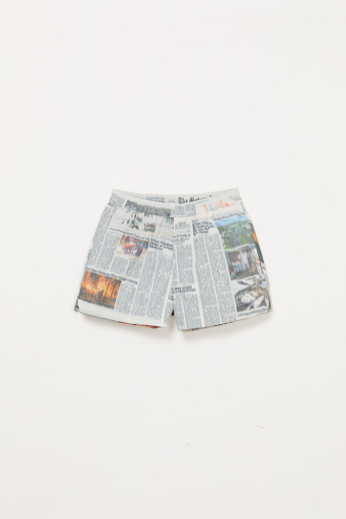 Mixed Square Printed Newspaper Shorts
