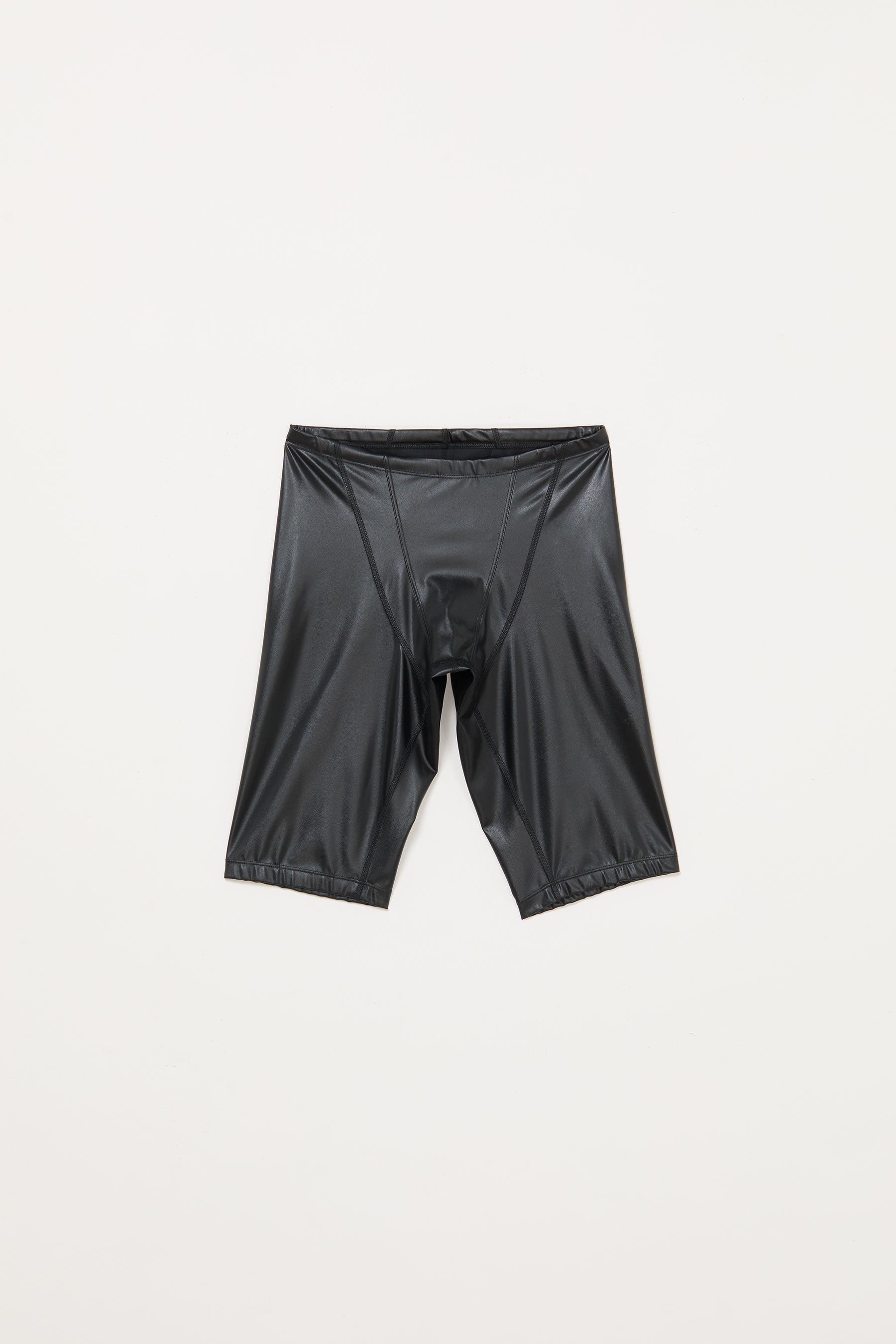 Black Second Skin Leather Tight Shorts