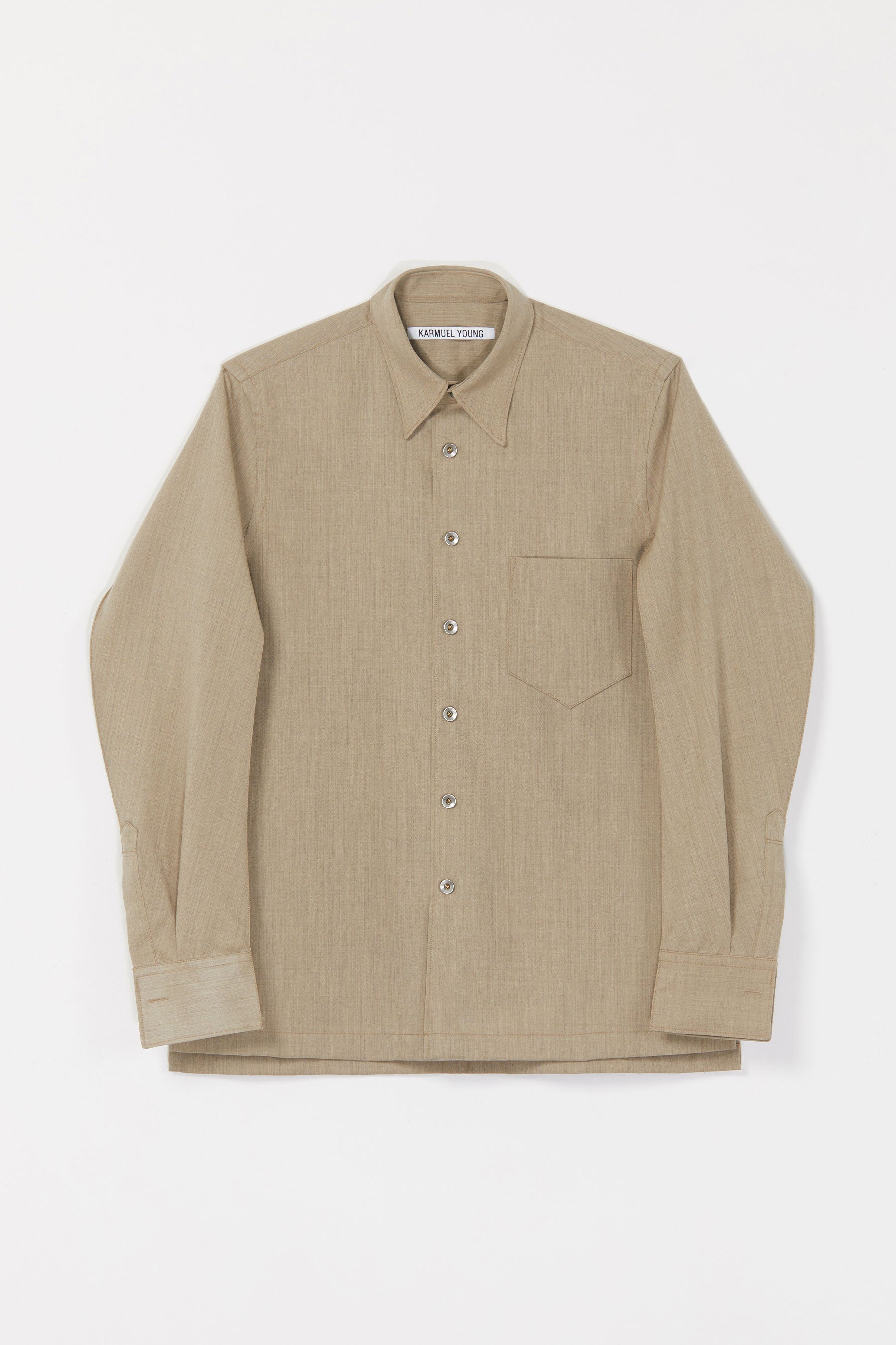 Beige Wool Curved Arm Shirt