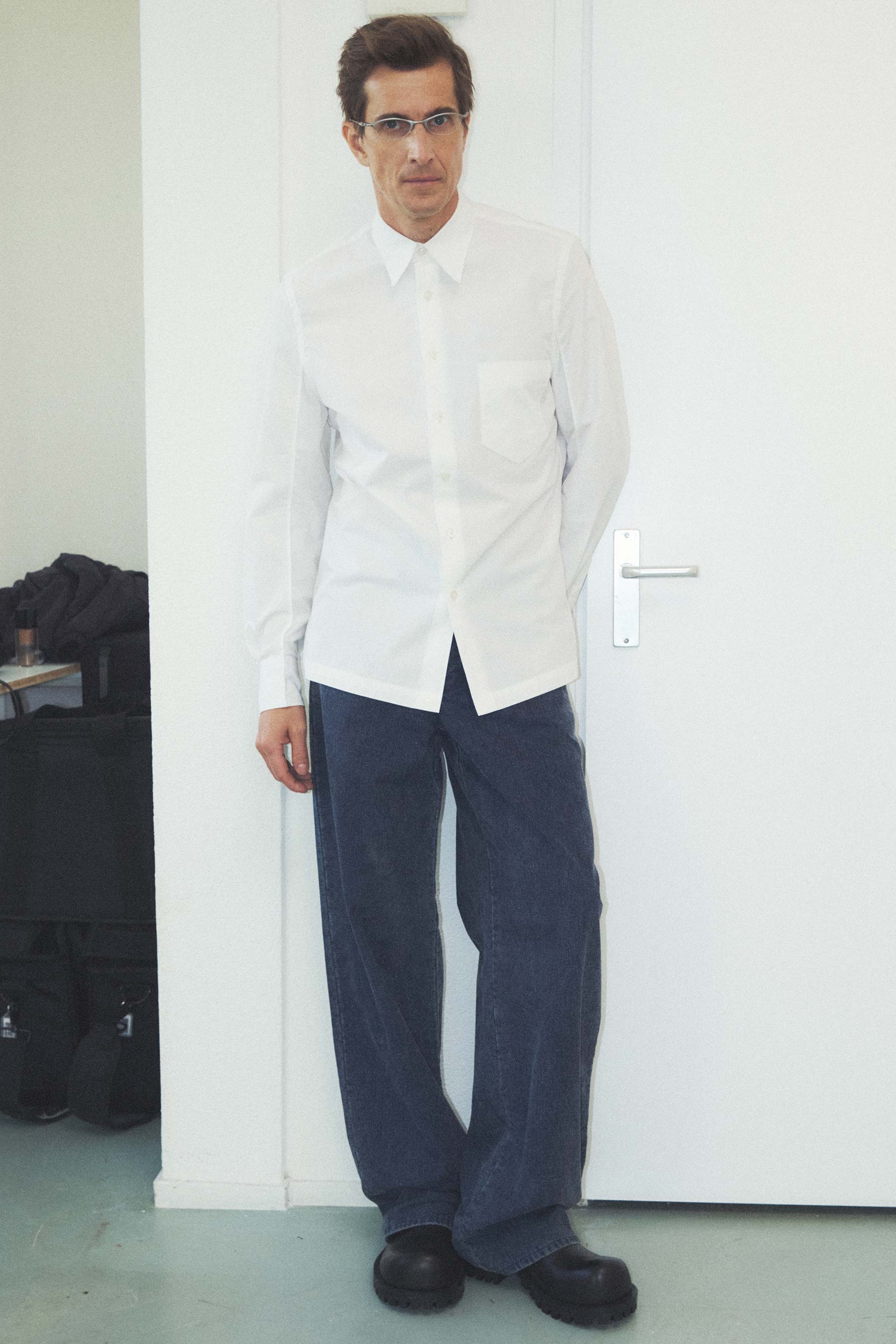 White Cotton Curved Arm Shirt