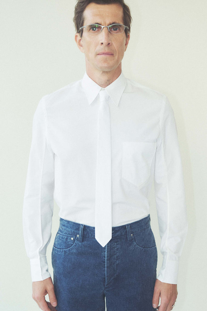 White Cotton Curved Arm Shirt