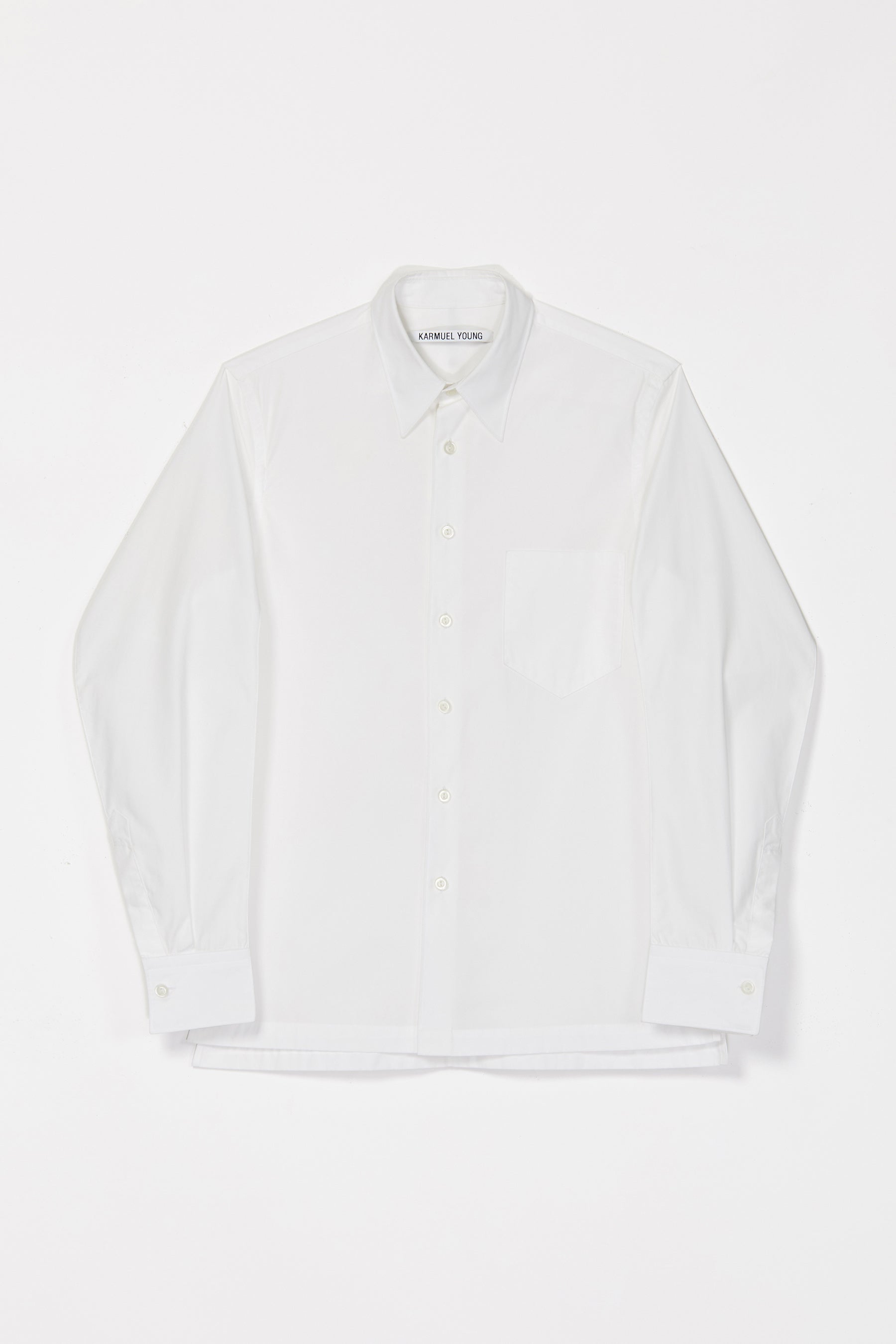 White Cotton Curved Arm Shirt