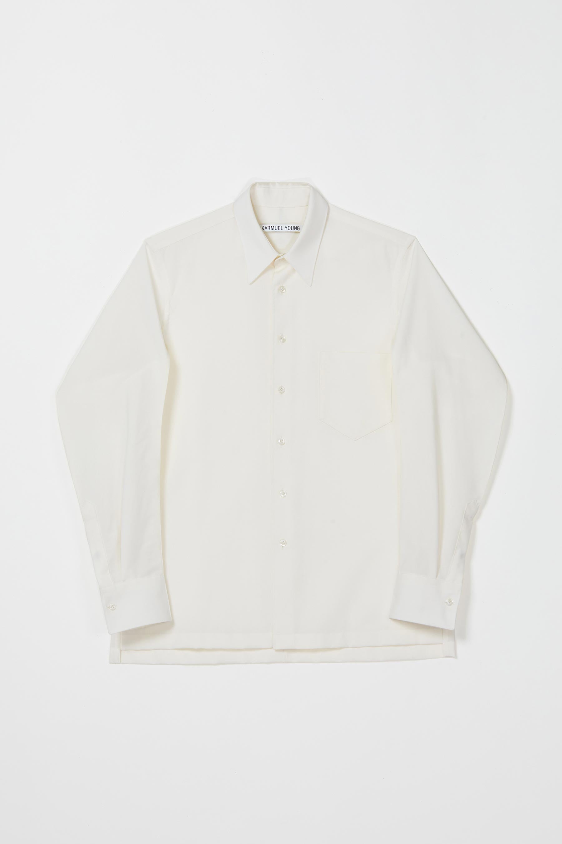 White Wool Curved Arm Shirt