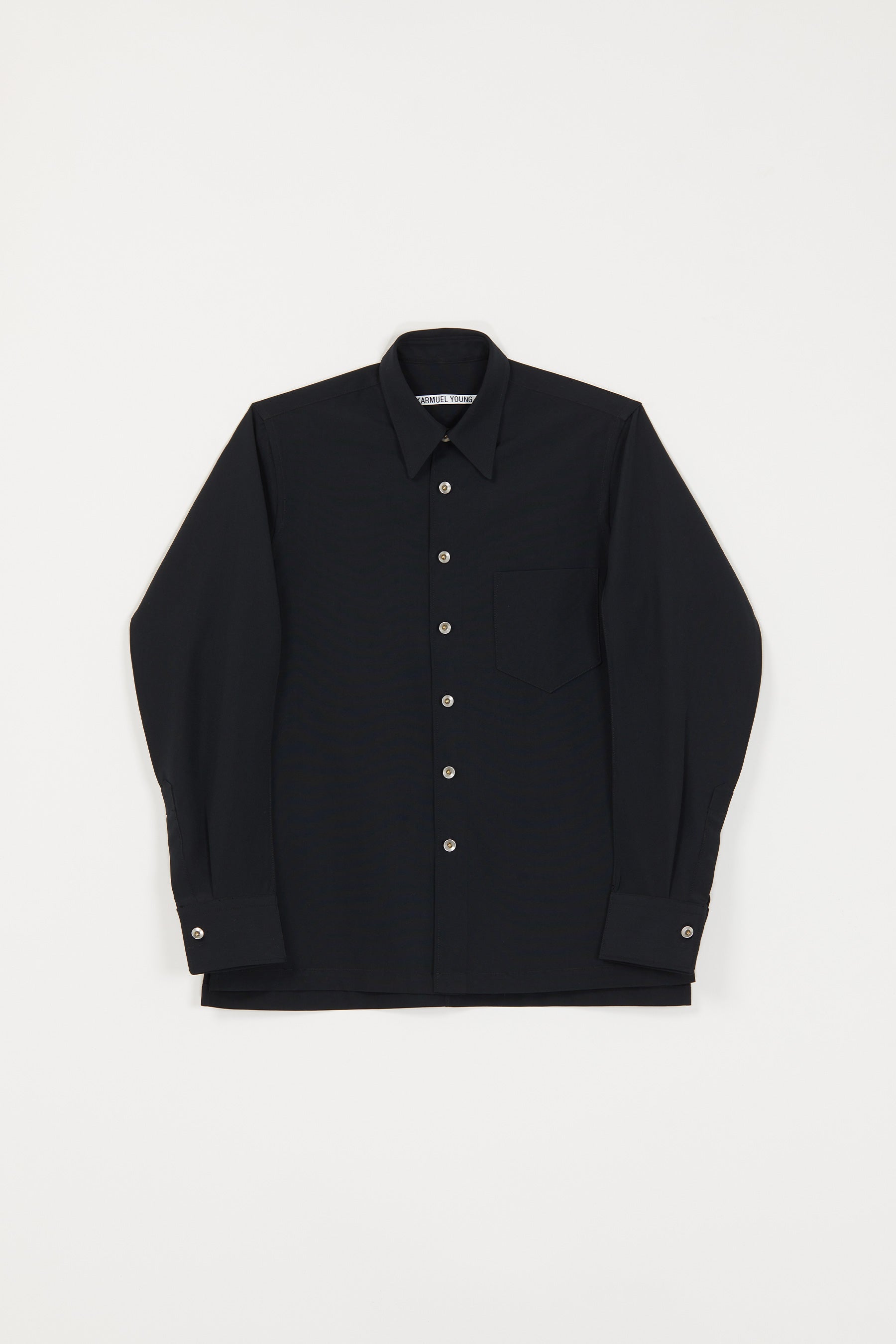 Black Wool Curved Arm Shirt