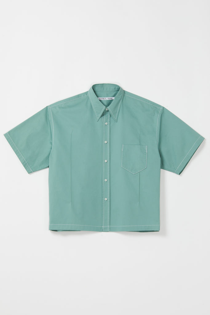 Green Bold Cuboid Short Sleeved Overshirt