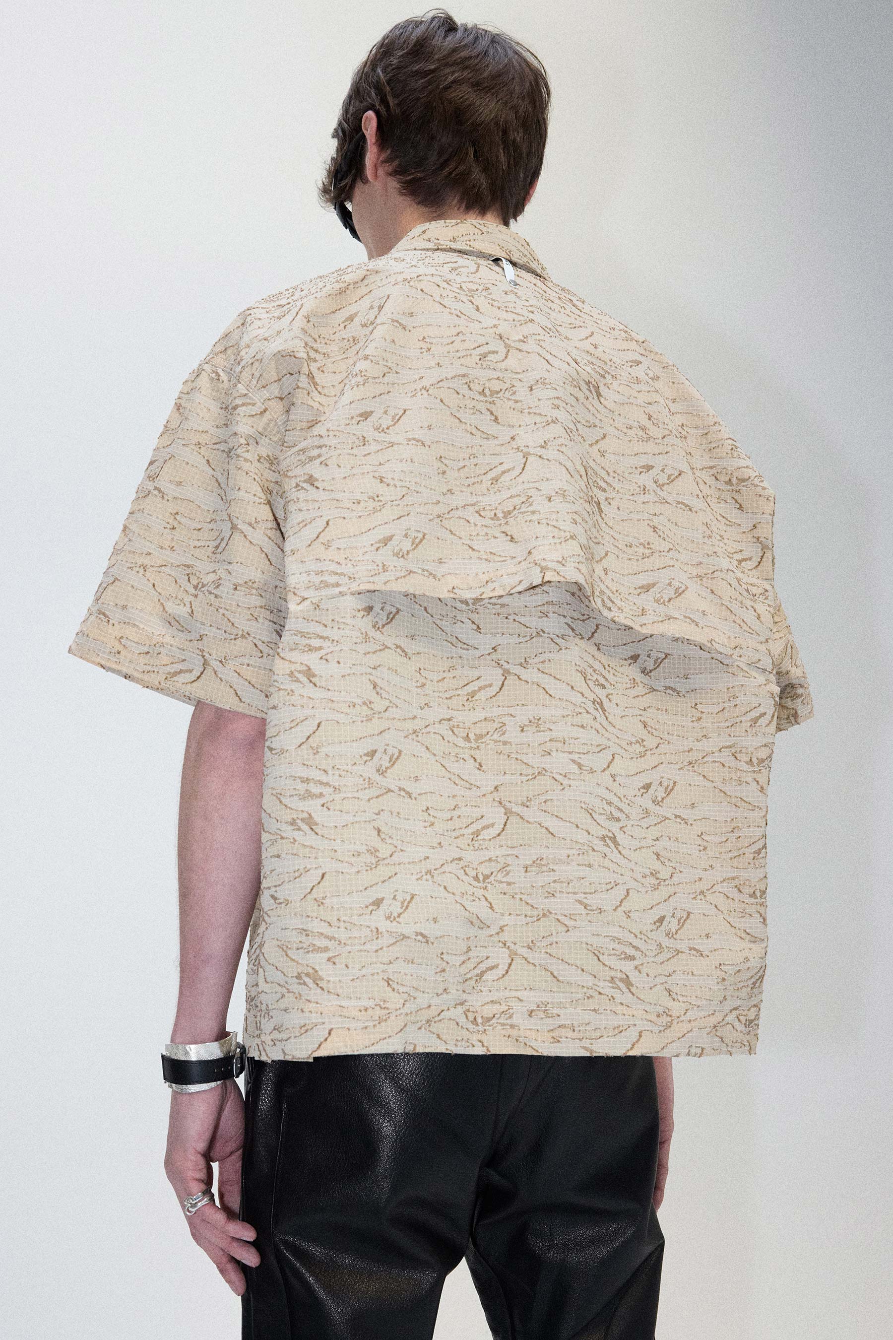 Beige Camouflage Square Short Sleeved Shirt