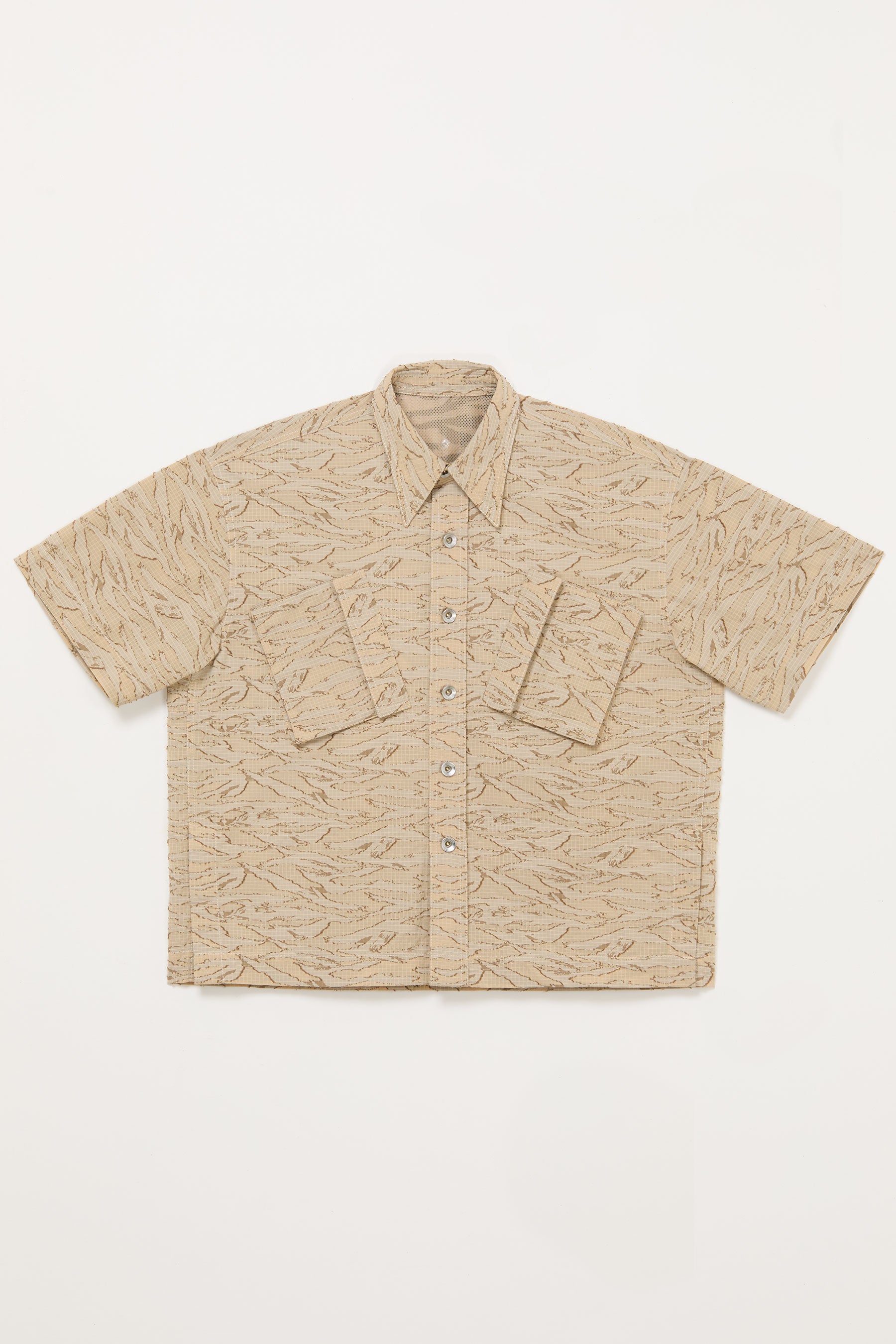 Beige Camouflage Square Short Sleeved Shirt