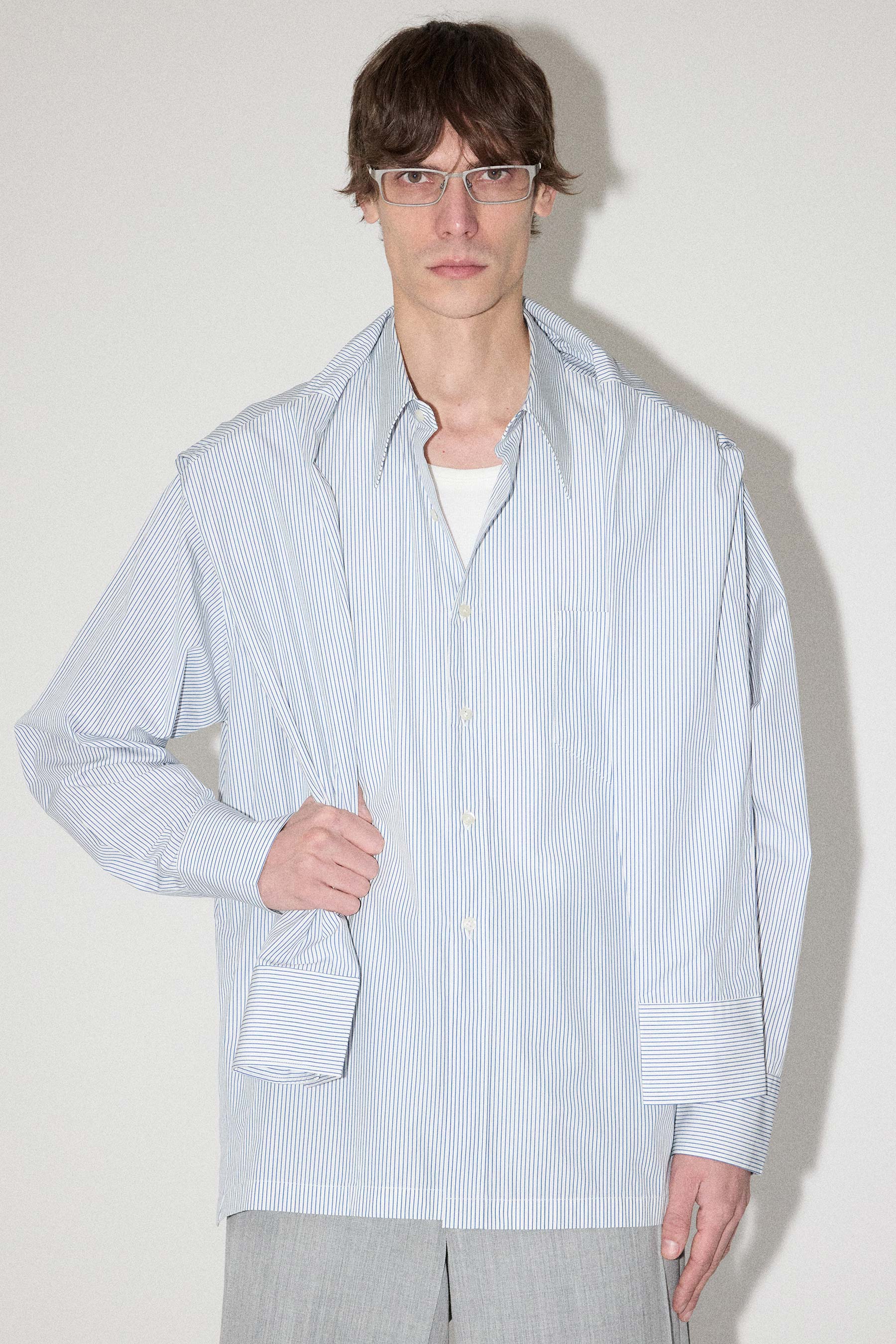 Blue Stripe Square Shirt On Shirt