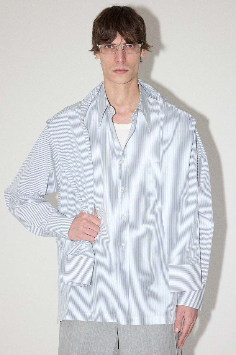 Blue Stripe Square Shirt On Shirt