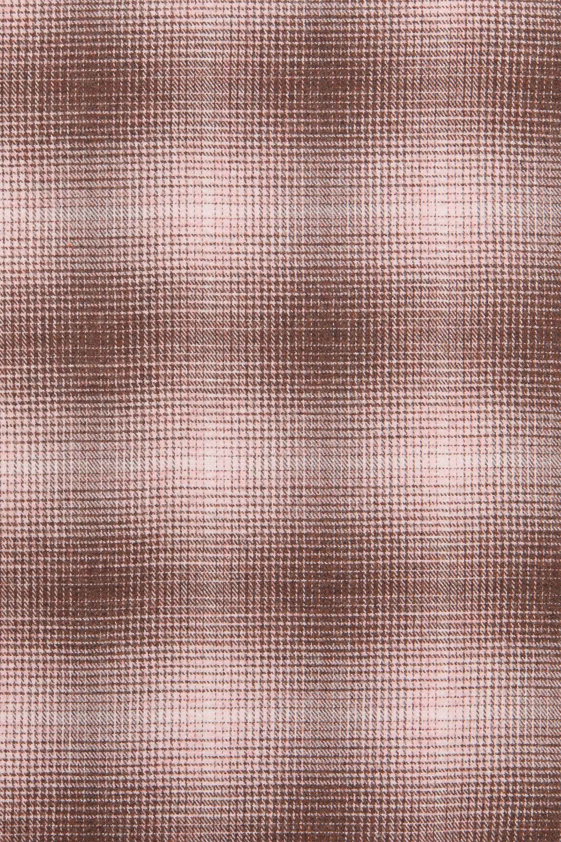 Pink Check Square Snap off Leather Collar Shirt