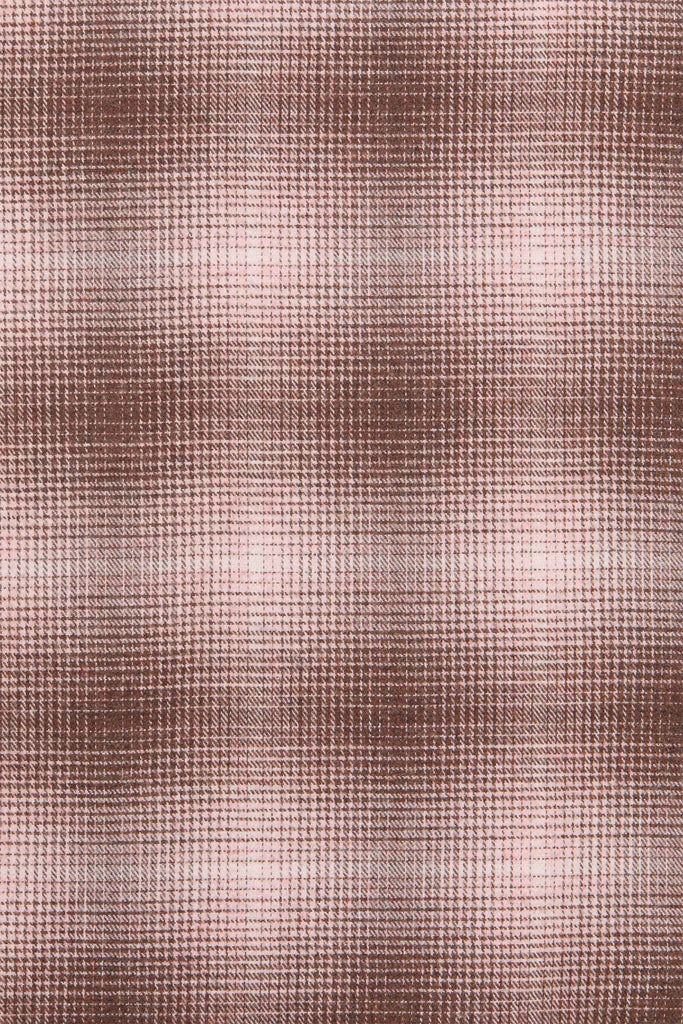 Pink Check Square Snap off Leather Collar Shirt