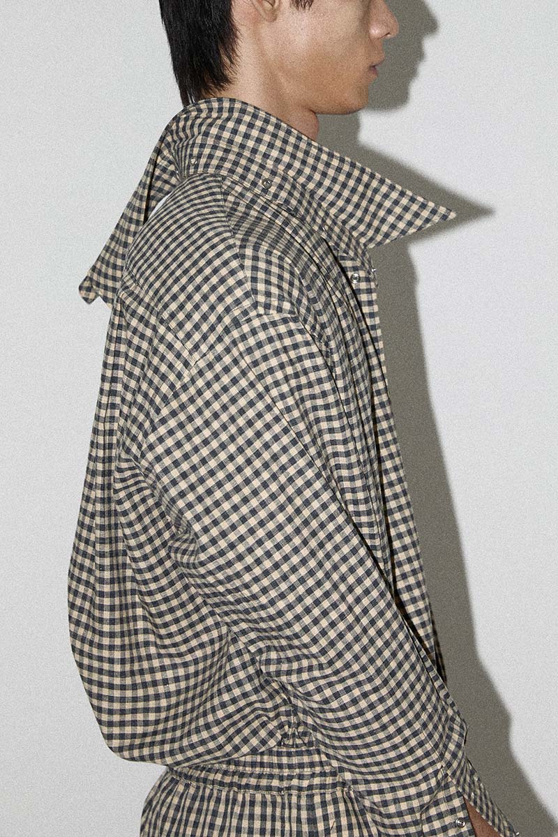 Yellow Check Square Snap Off Shirt