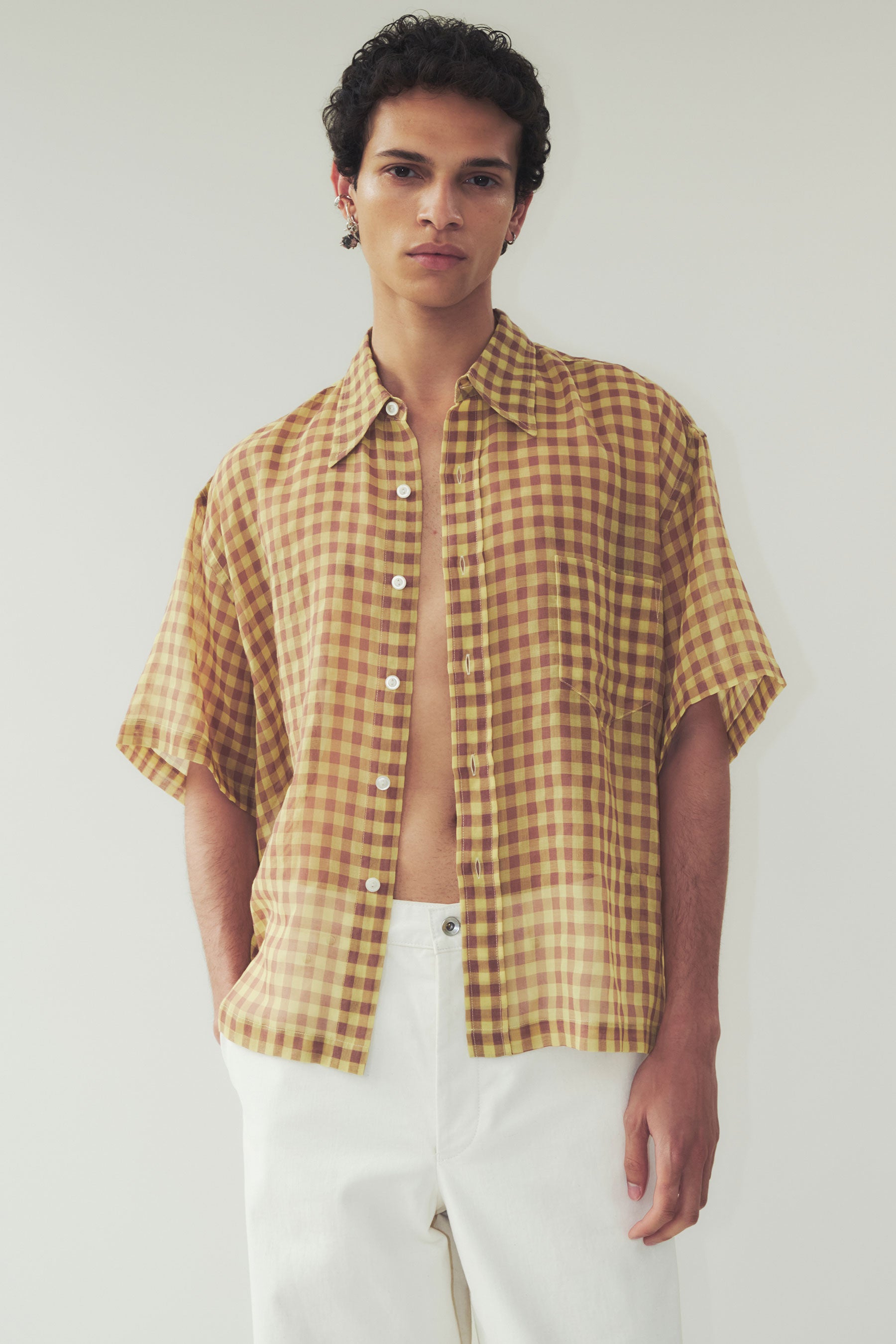 Yellow Checked Bold Cuboid Shirt