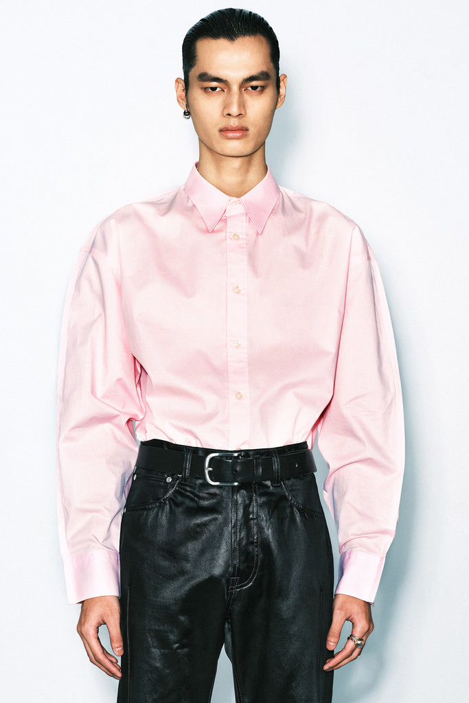 Pink Cotton Bold Trapezium XY-plane Shirt