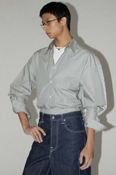 Black Stripe Trapezium XY-plane Sleeves-holder Shirt