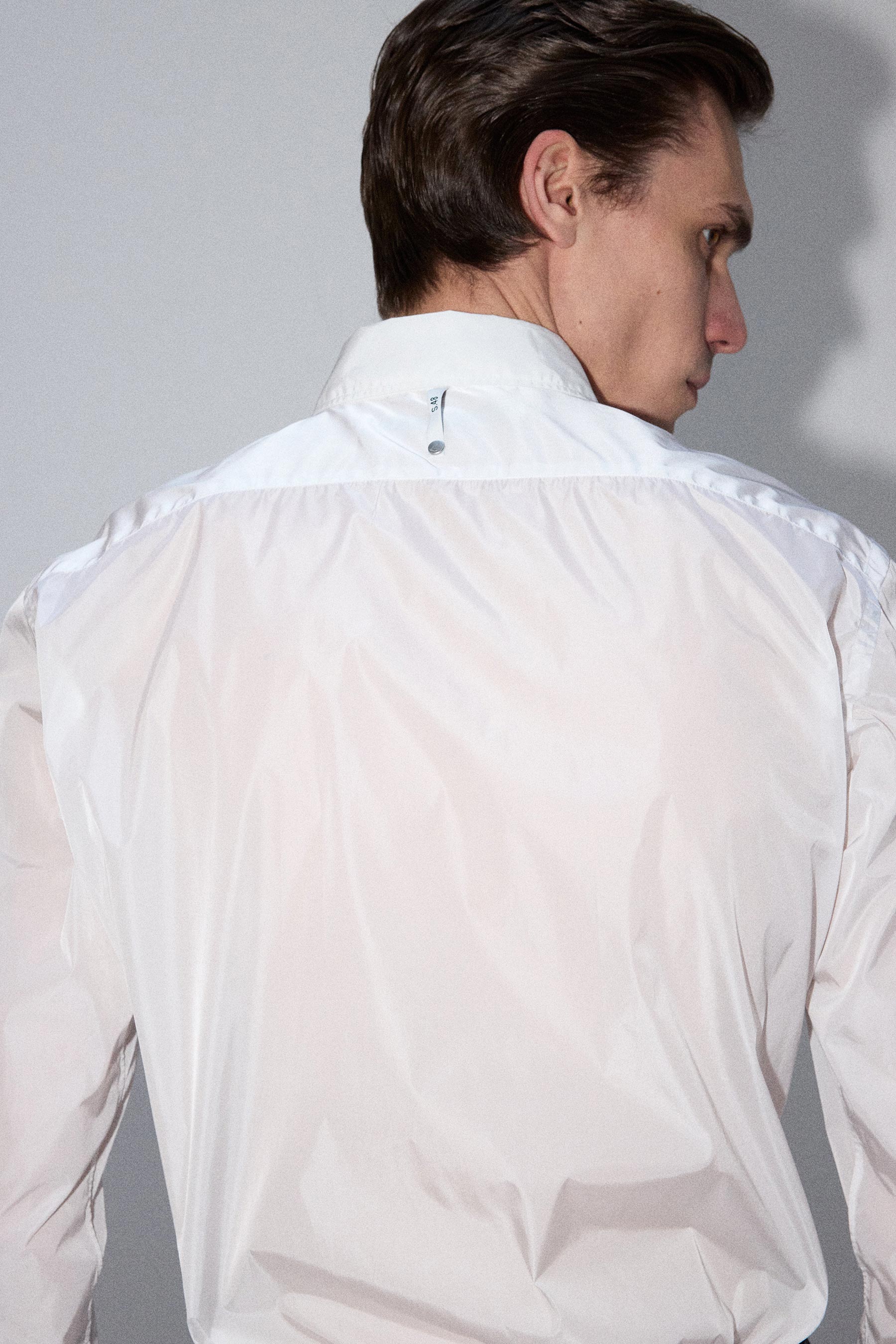 White Trapezium Nylon Dress Shirt