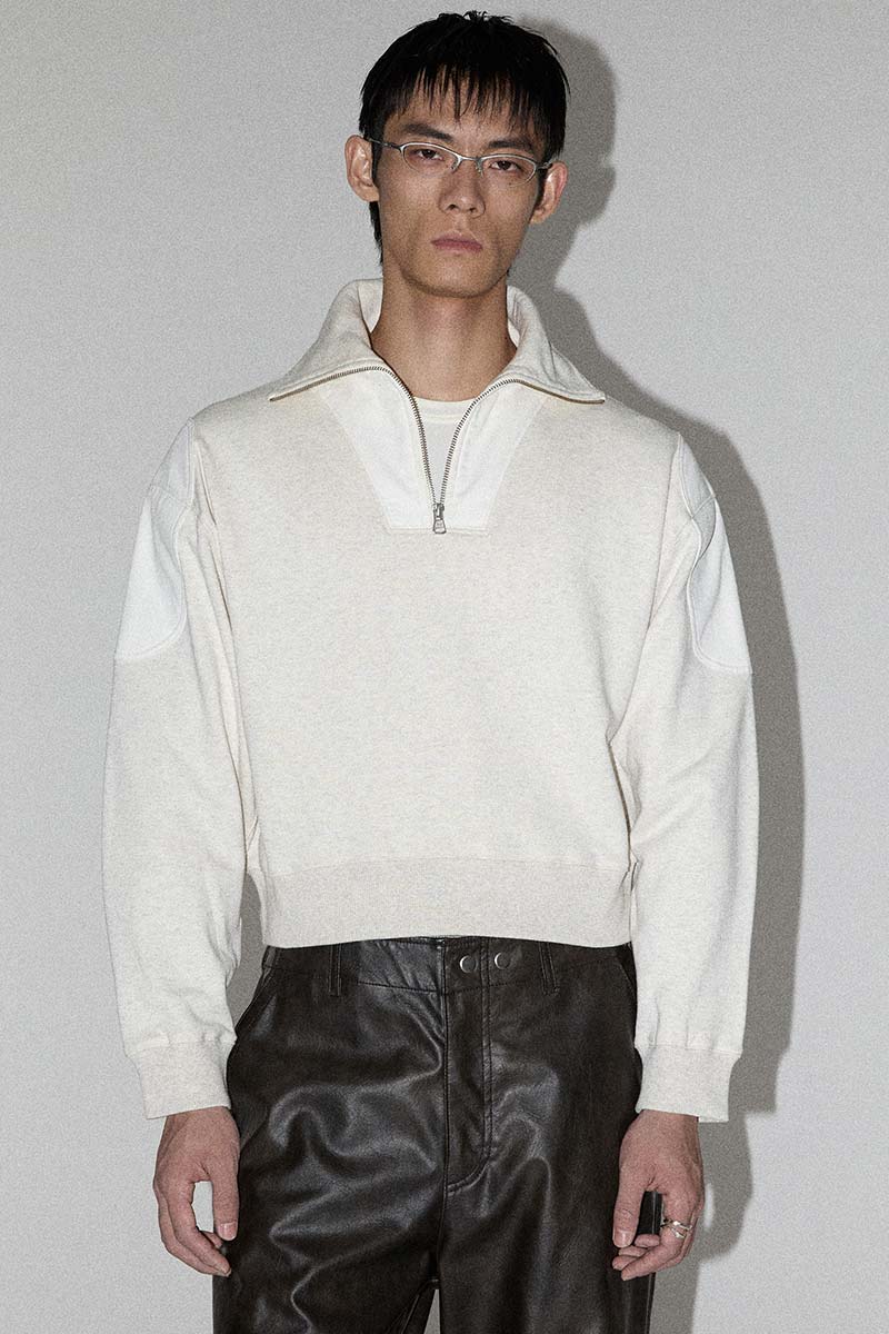 Grey Strong Arm Padded Zip Sweater