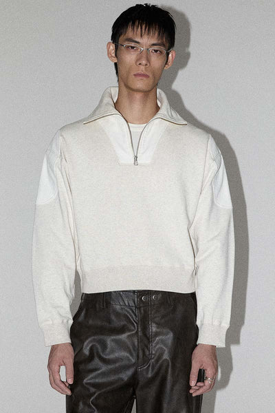 Grey Strong Arm Padded Zip Sweater