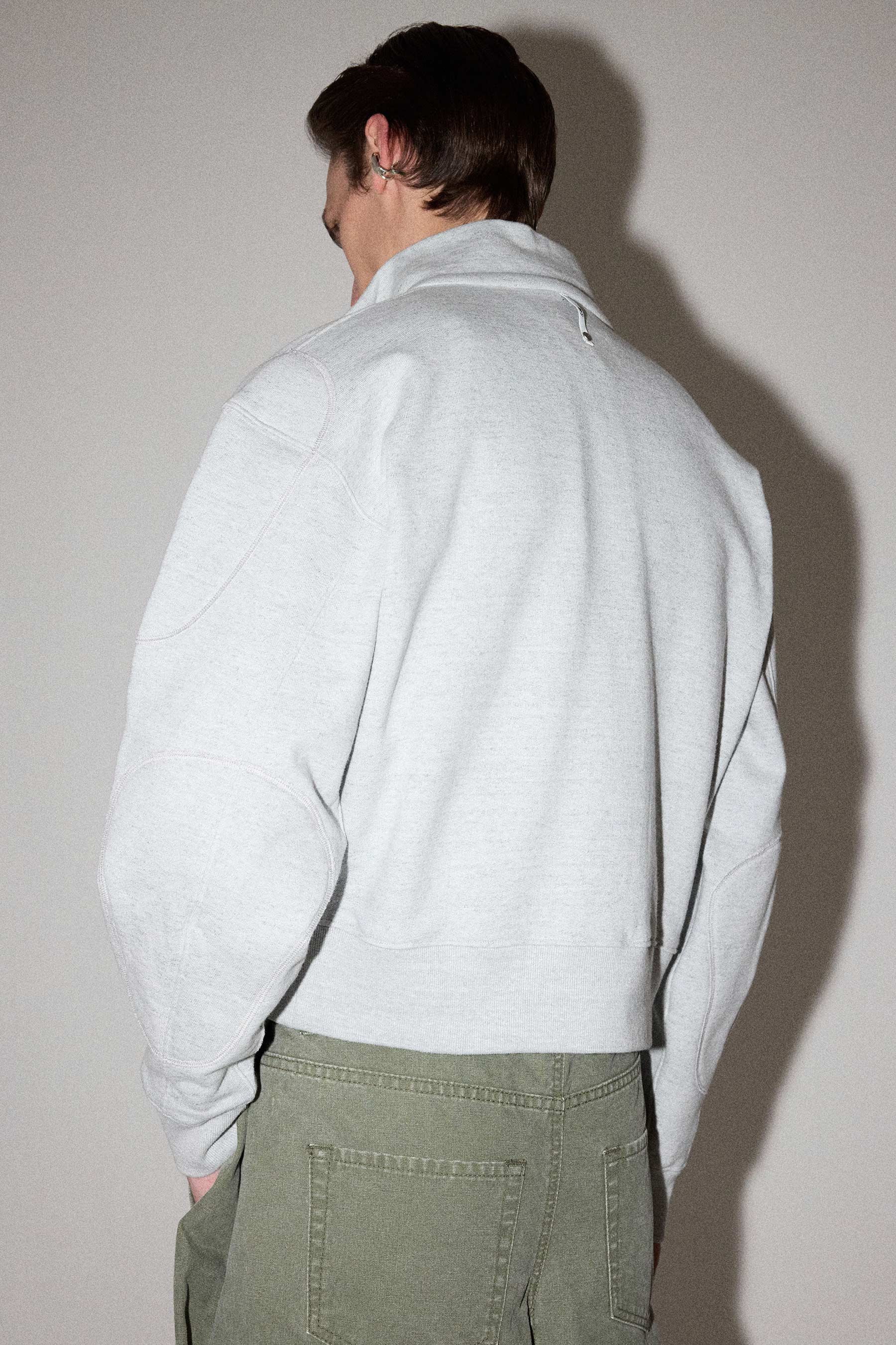Light Grey Strong Arm Zip Neck Sweater