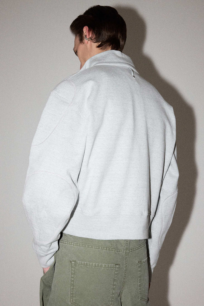 Light Grey Strong Arm Zip Neck Sweater