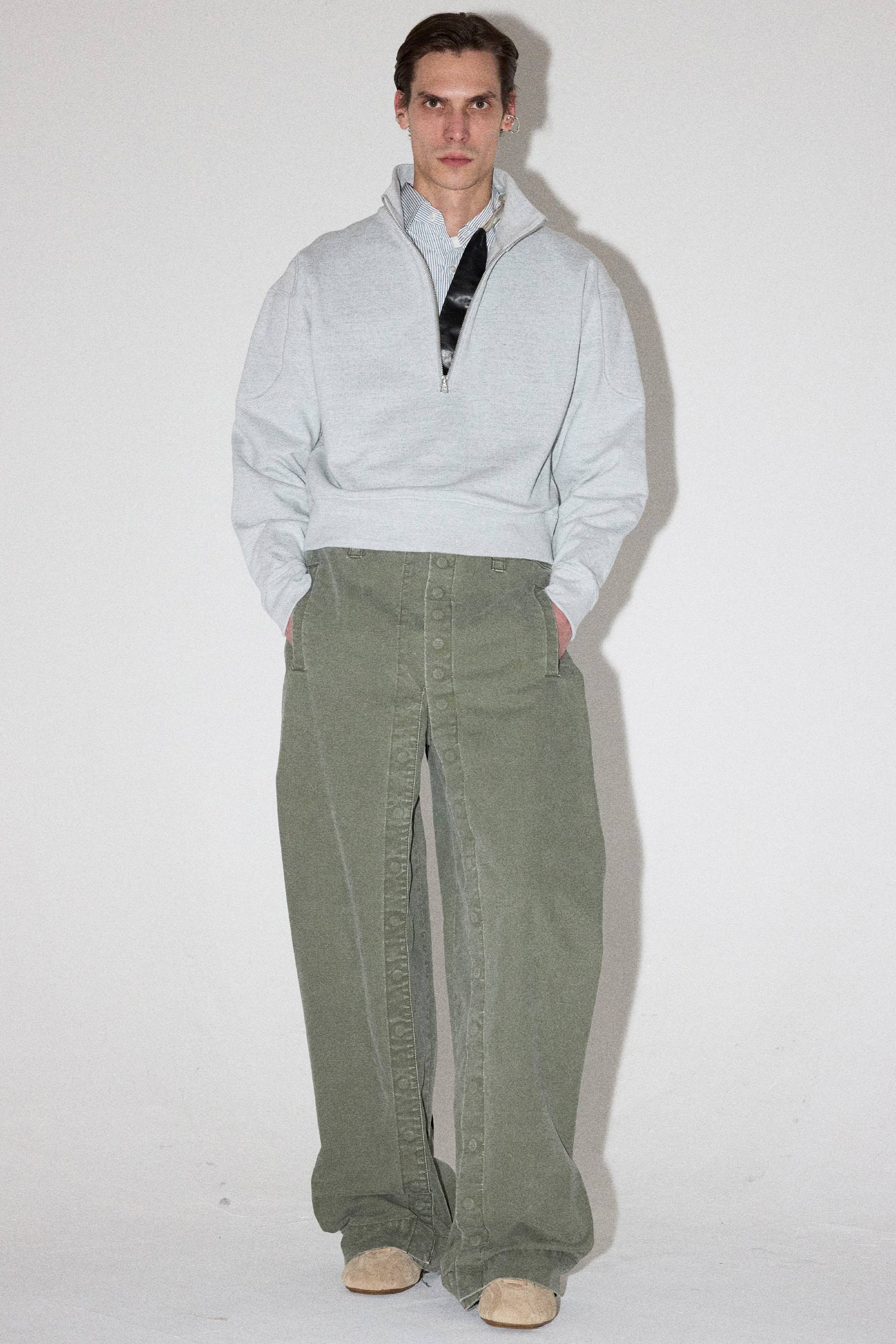 Light Grey Strong Arm Zip Neck Sweater