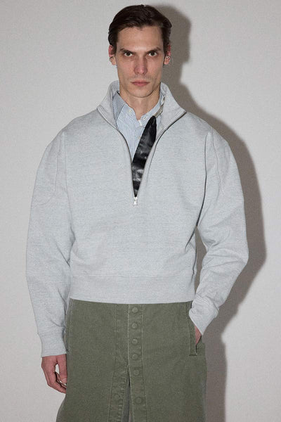 Light Grey Strong Arm Zip Neck Sweater