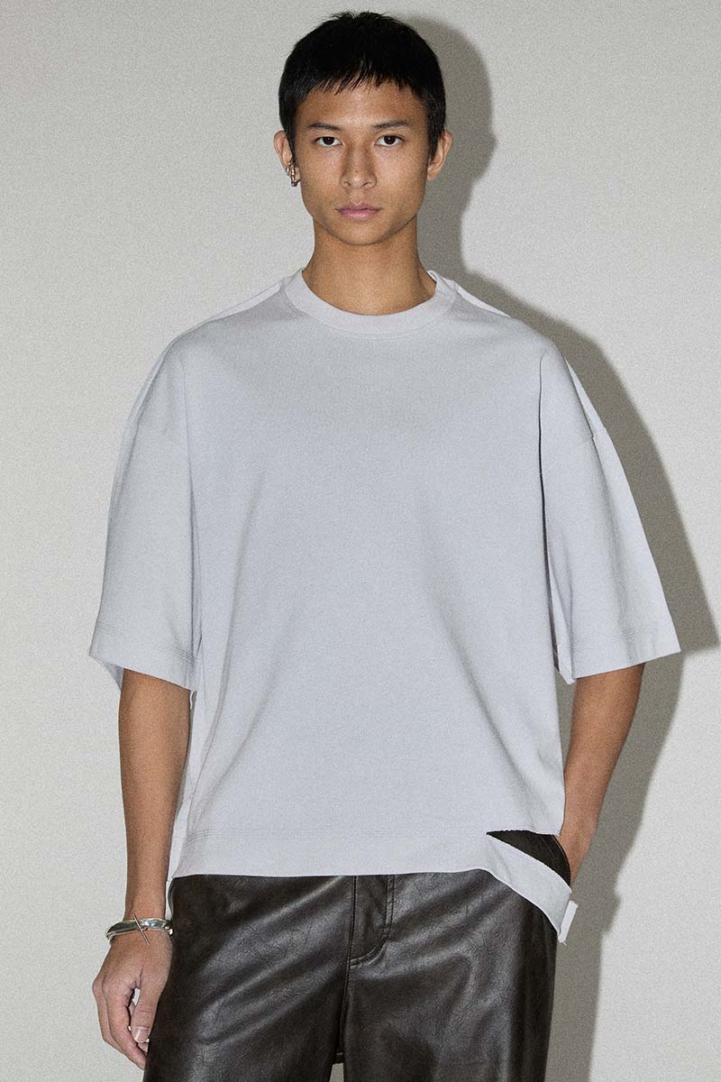 Grey Square XY-plane Cutout T-shirt