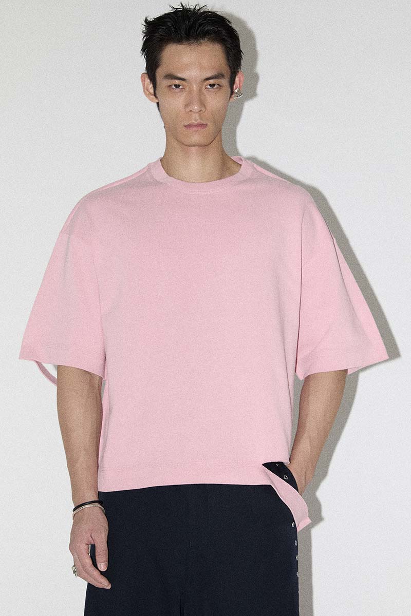 Pink Square XY-plane Cutout T-shirt