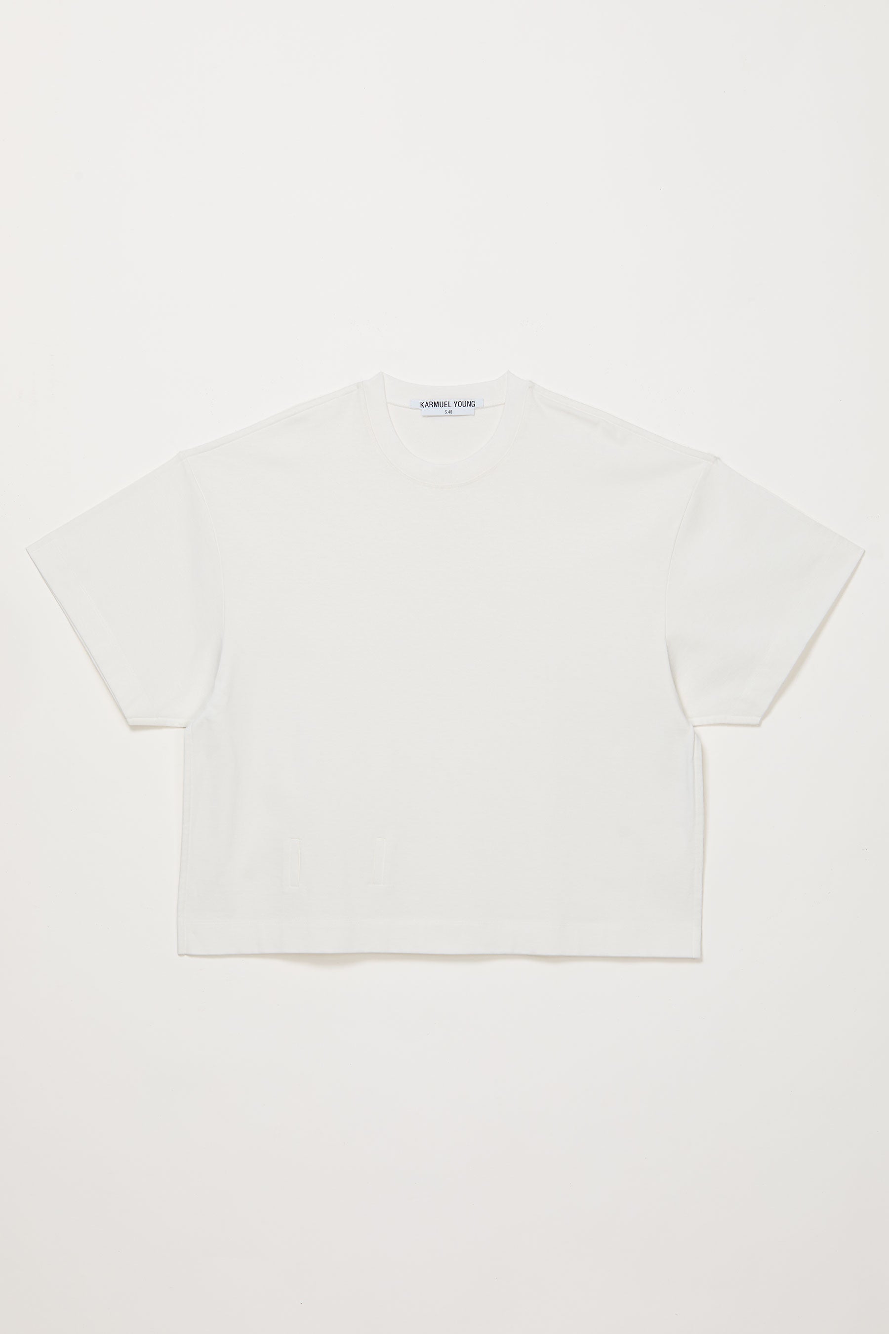 White Square XY-plane Belt T-shirt