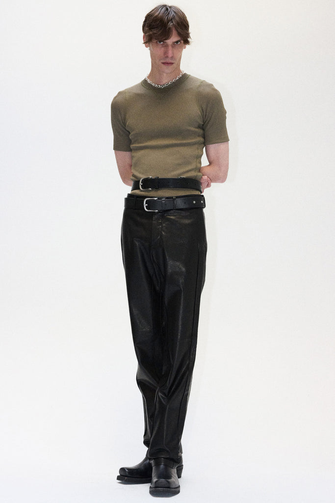 Khaki Second Skin V Insert Rib T-shirt