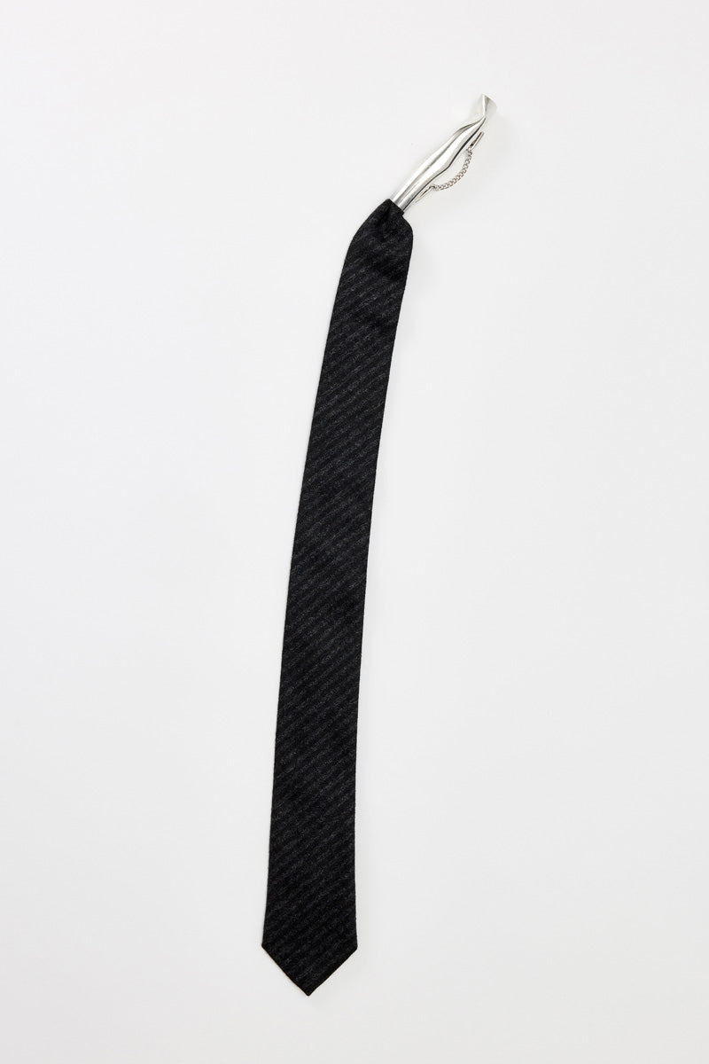 Silver Tube with Wool Stripe Tie