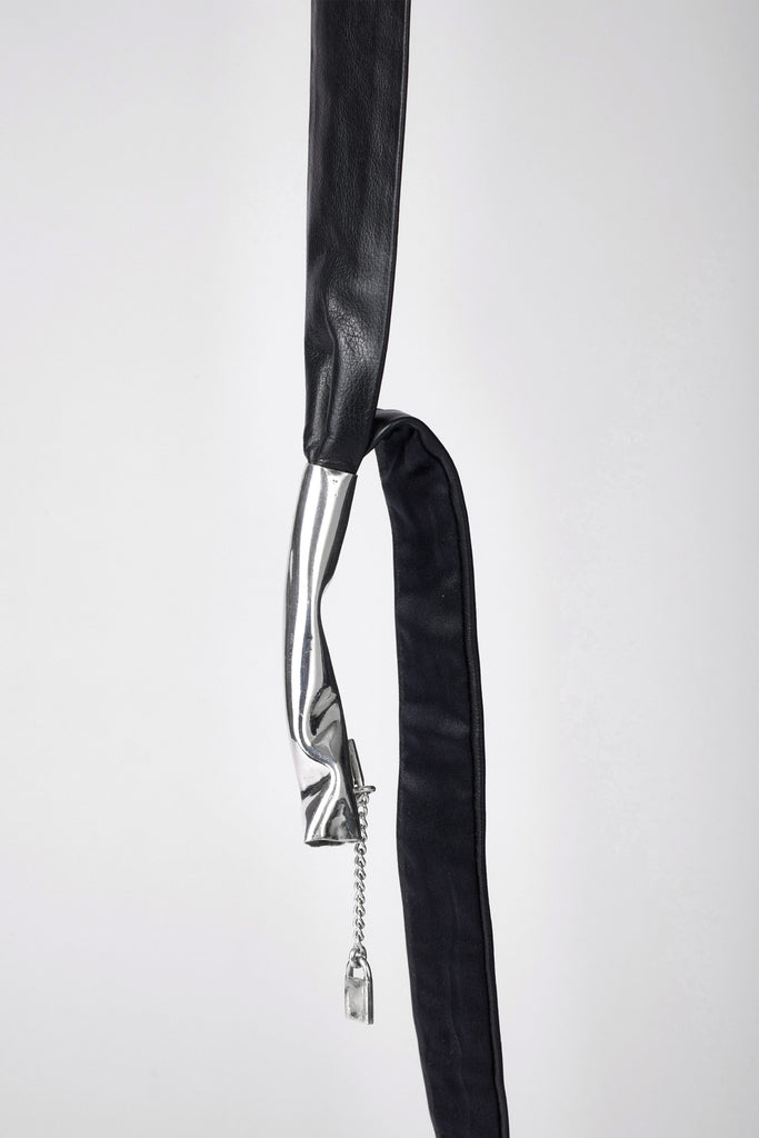 Silver Tube with Calf Leather Tie