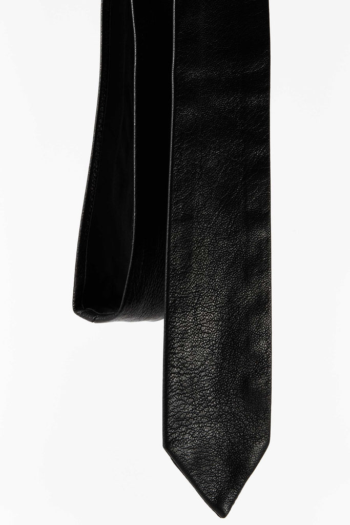 Black Lamb Leather Tie
