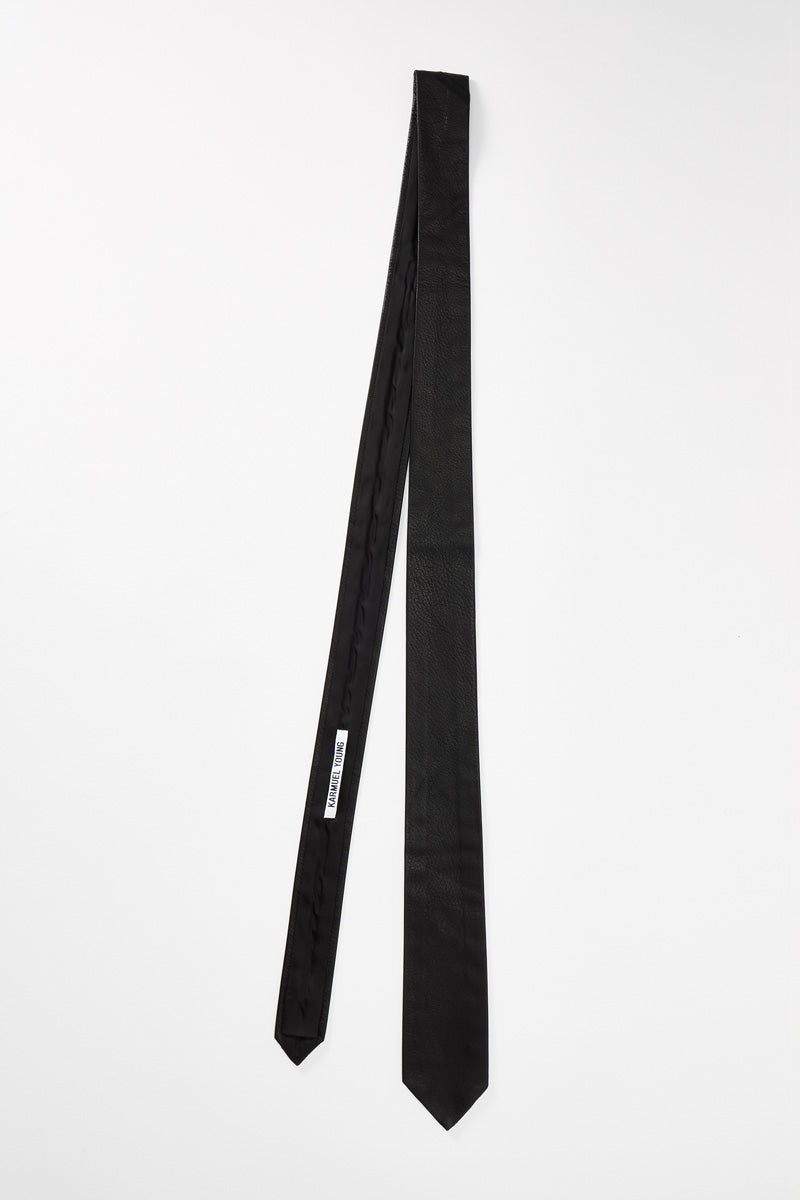 Black Lamb Leather Tie
