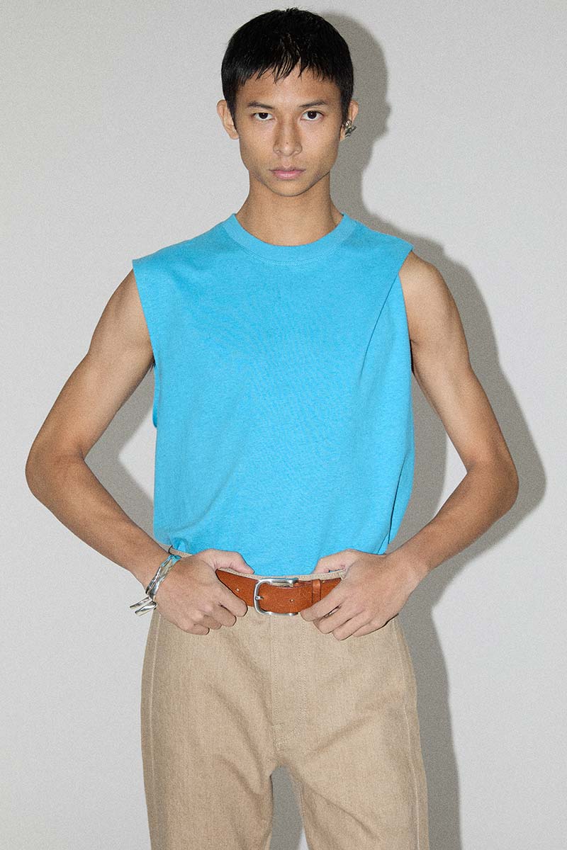 Blue Tank Top with Adjustable Shoulder line
