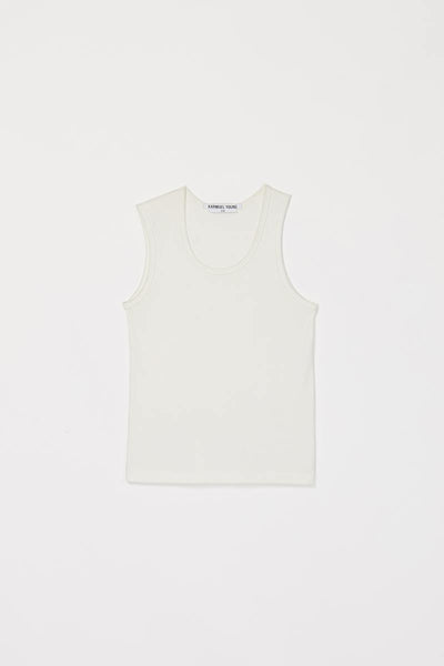 White Asymmetric Ribbed Tank Top