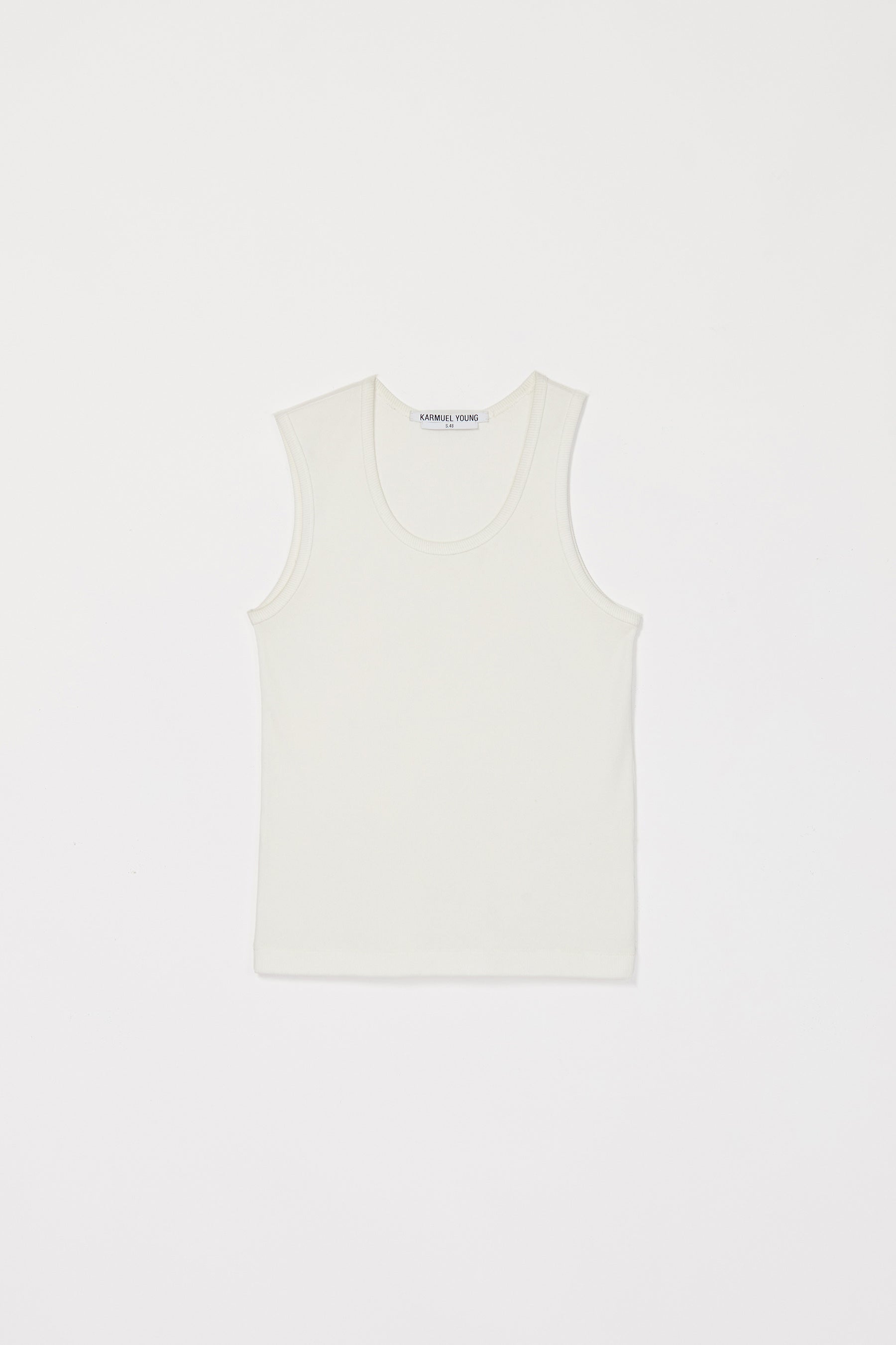 White Asymmetric Ribbed Tank Top