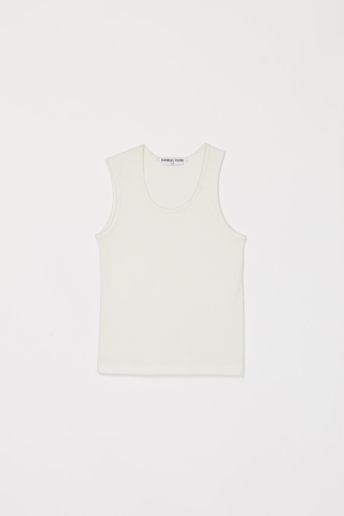 White Asymmetric Ribbed Tank Top