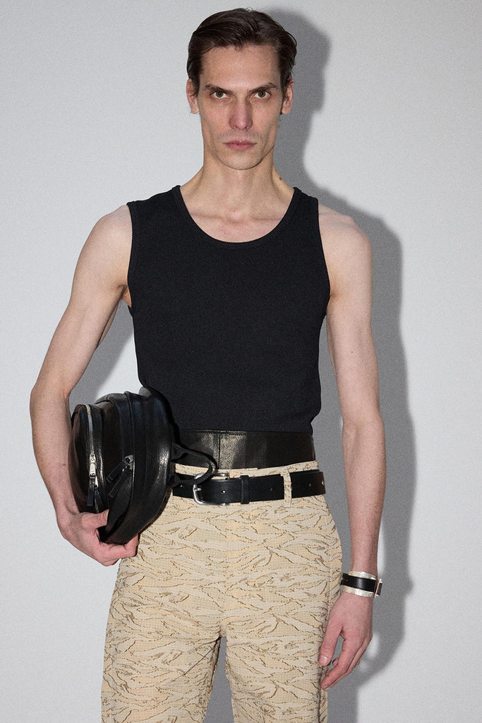 Black Square Asymmetric Rib Tank Top