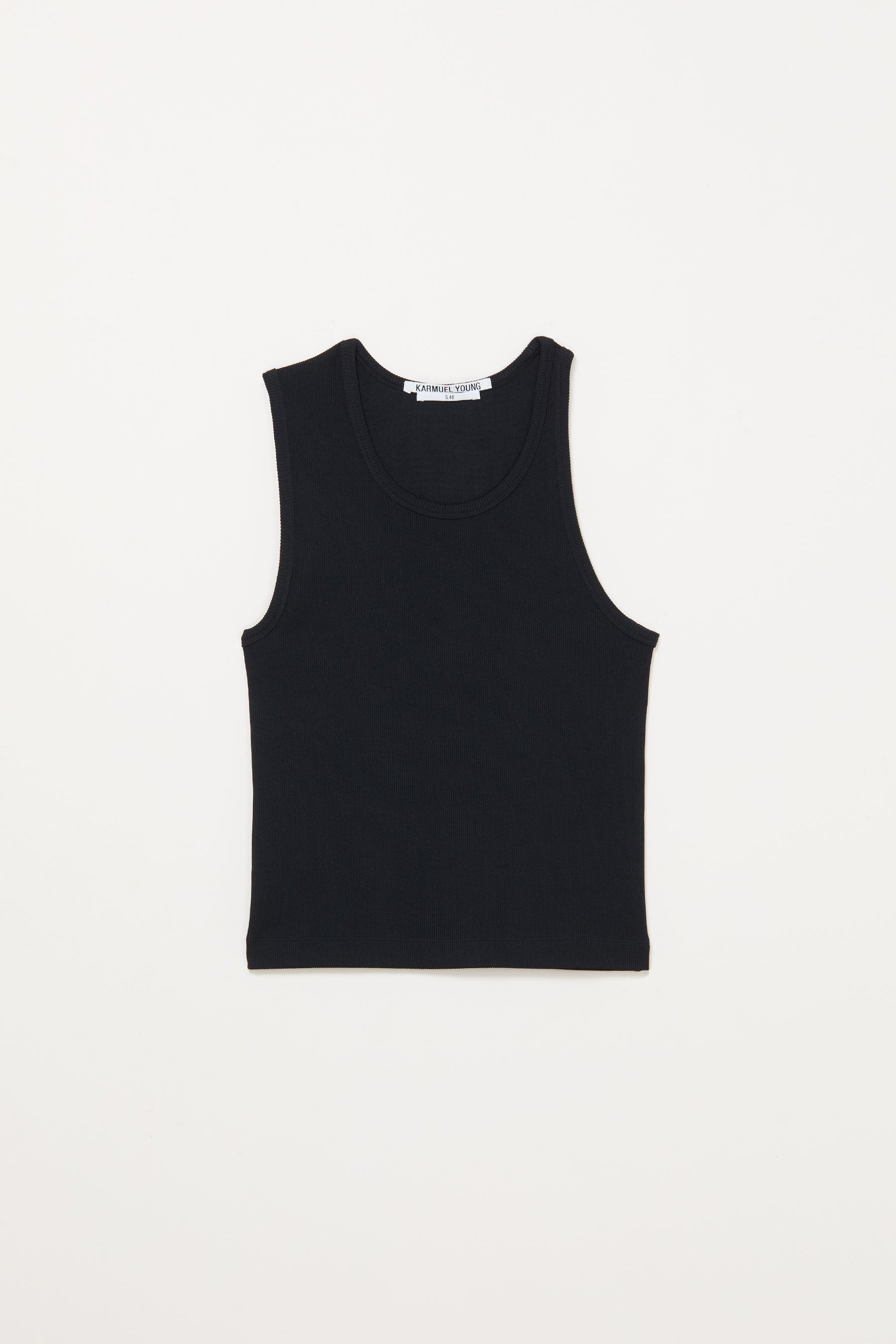 Black Square Asymmetric Rib Tank Top