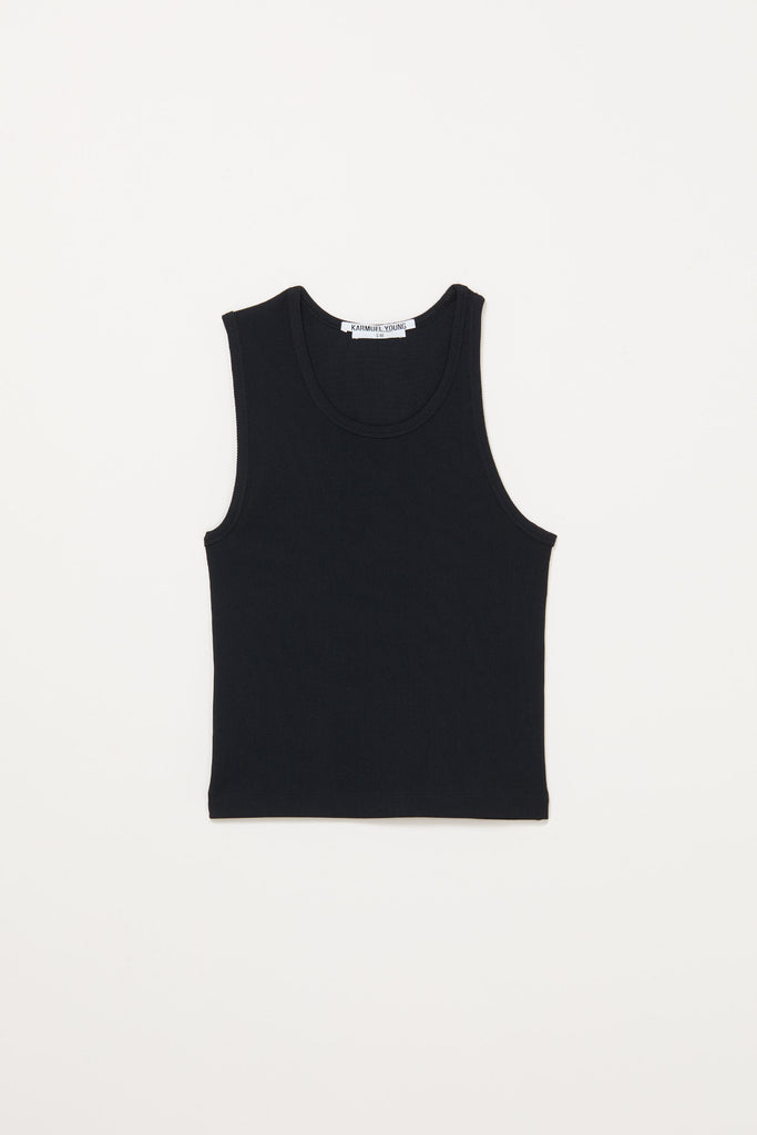 Black Square Asymmetric Rib Tank Top
