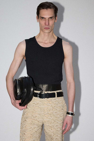 Black Square Asymmetric Rib Tank Top
