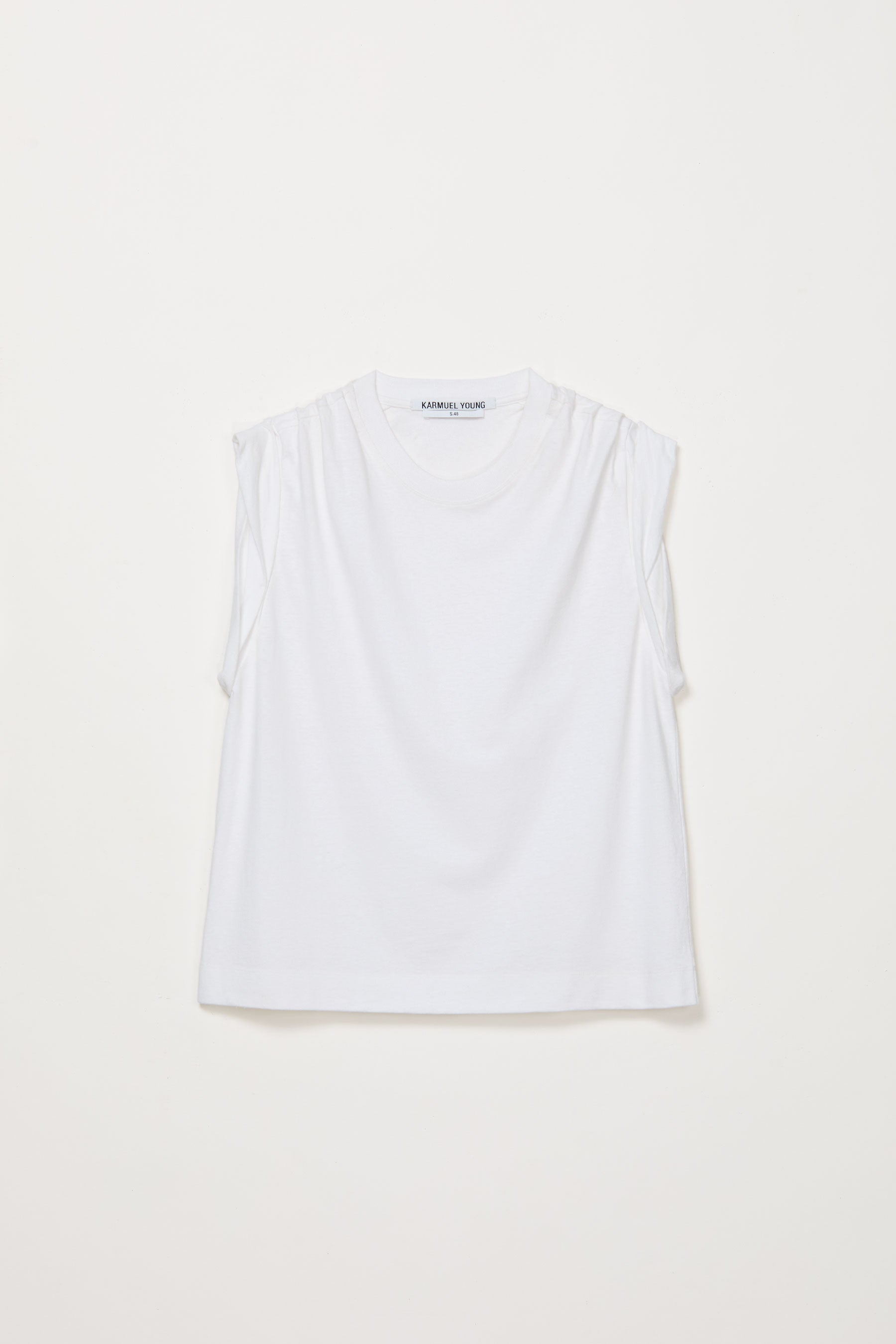 White Square Roll Shoulder Tank Top
