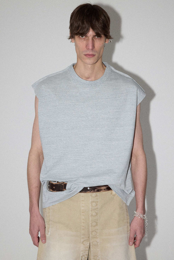 Light Grey Square XY-plane Belt Tank Top