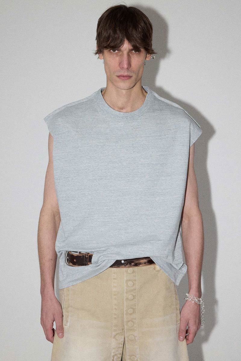 Light Grey Square XY-plane Belt Tank Top