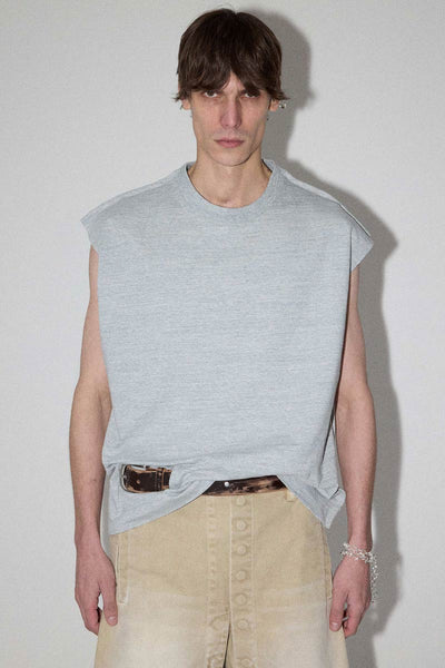 Light Grey Square XY-plane Belt Tank Top