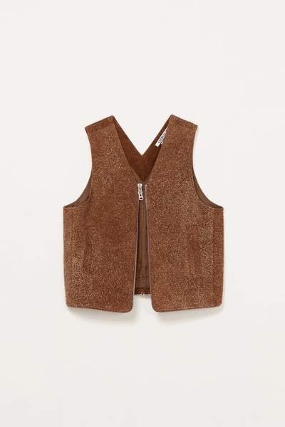 Brown Square Fury Suede Transform Bag Vest