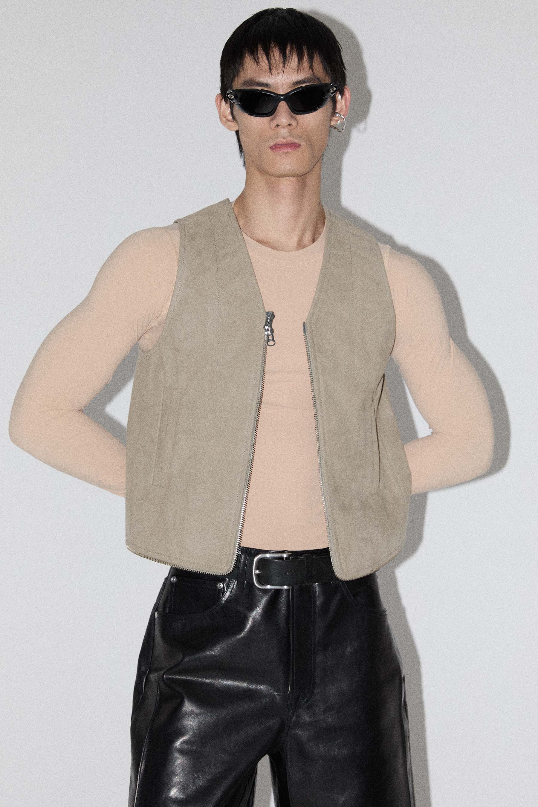 Beige INNOVERA™ Biofabricated Suede Transform Bag Vest