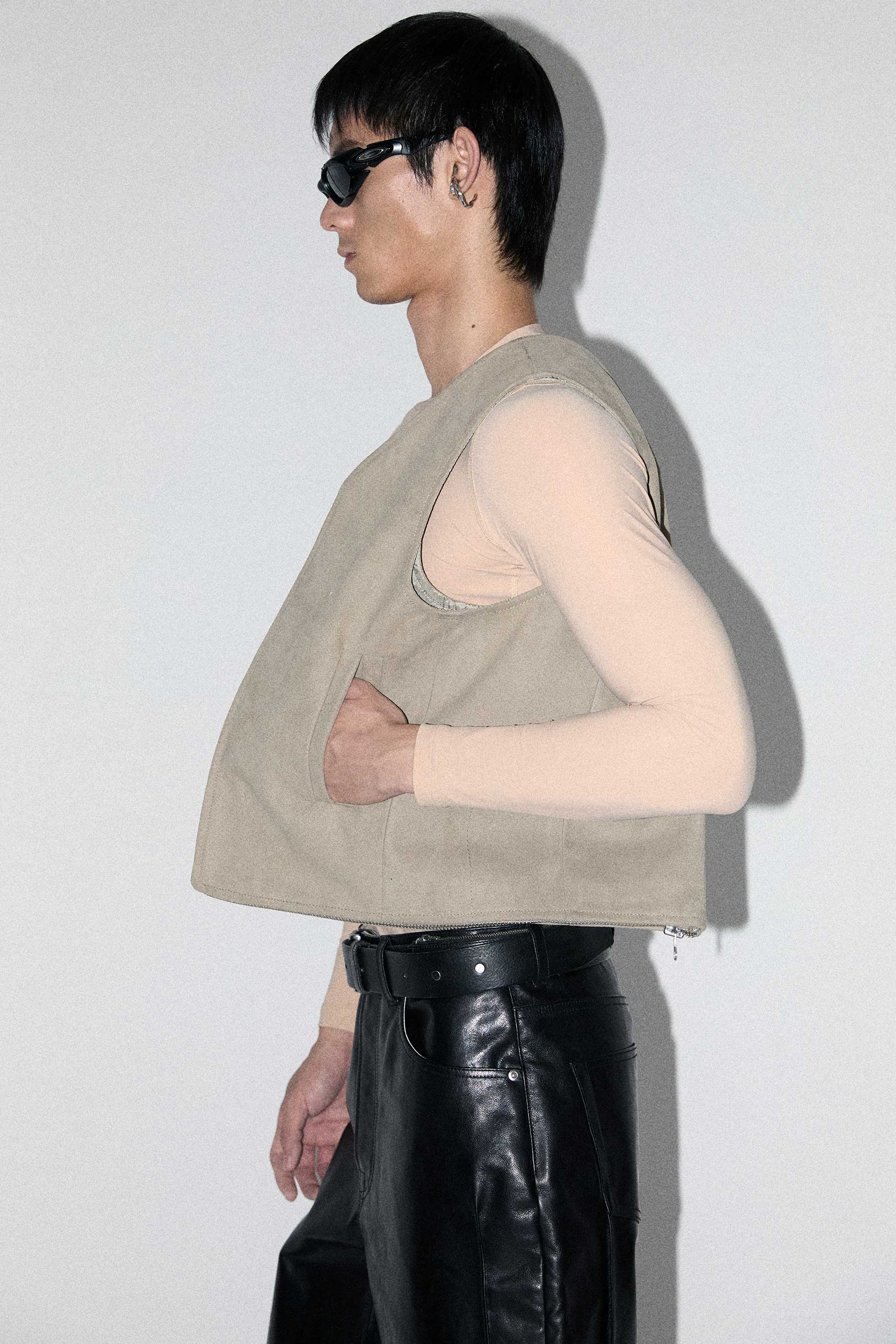 Beige INNOVERA™ Biofabricated Suede Transform Bag Vest