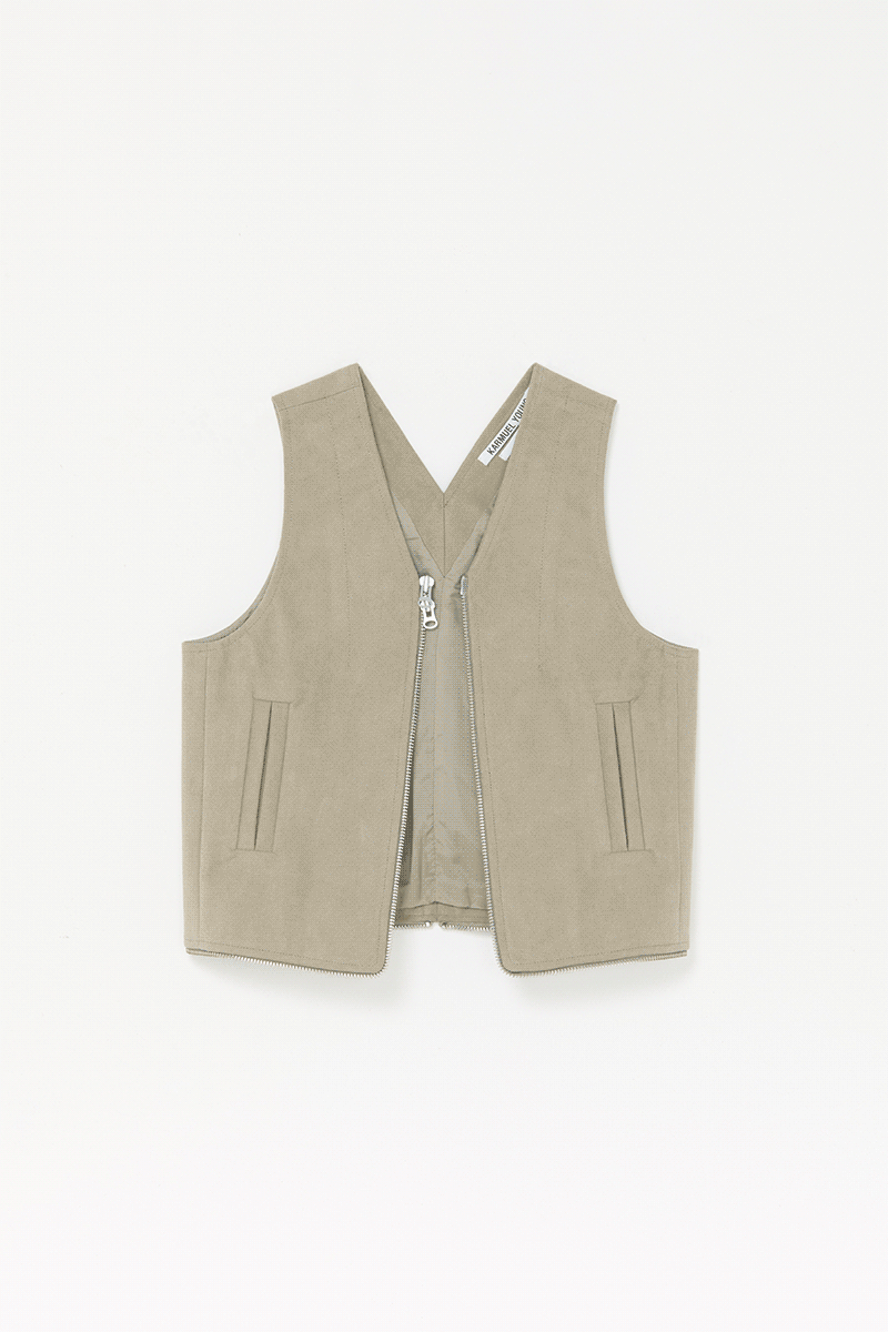Beige INNOVERA™ Biofabricated Suede Transform Bag Vest